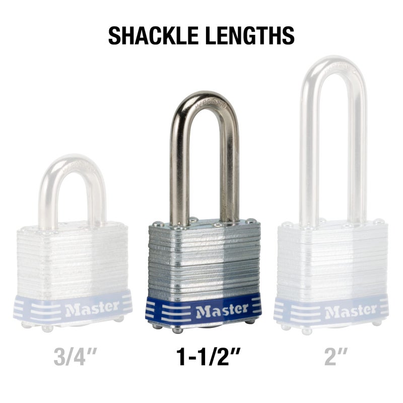 Master Lock Outdoor Padlocks, Lock Set with Keys, Keyed Alike Padlocks with Long Hardened Shackles That Resist Cutting for Gates, Sheds, Fences, 3 Pack, 3TRILF - Image 5